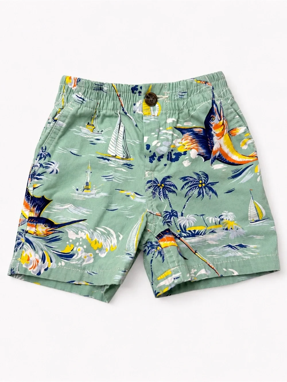Ralph Lauren Green Tropical Sailfish Swim Shorts